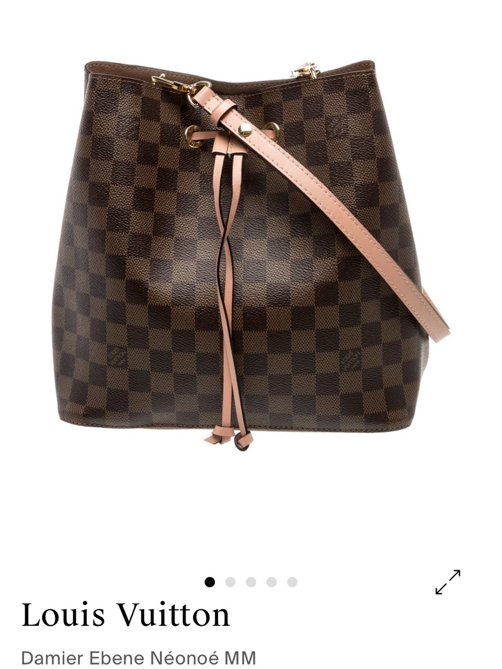 Damier Ebene Néonoé MM Brown with Pink Strap